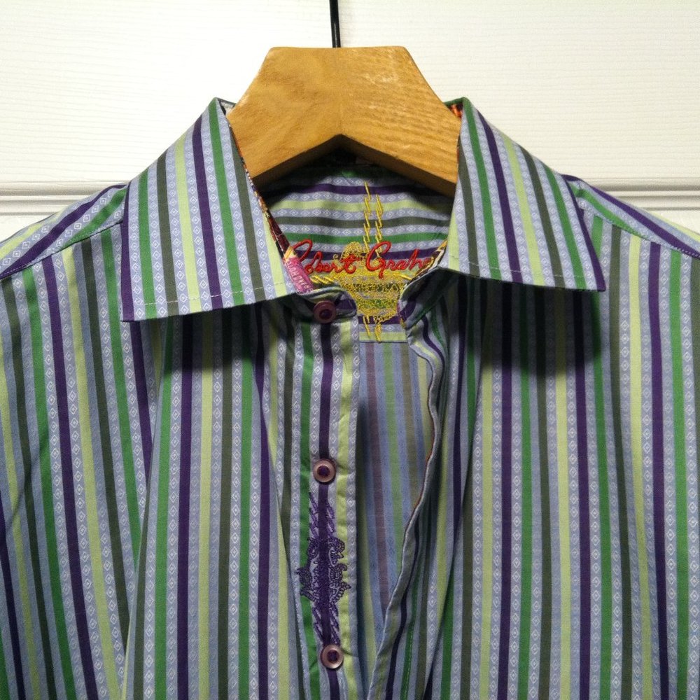 ROBERT GRAHAM MENS NEW MULTICOLOR 100%COTTON LONG SLEEVE CASUAL SHIRT SIZE: L